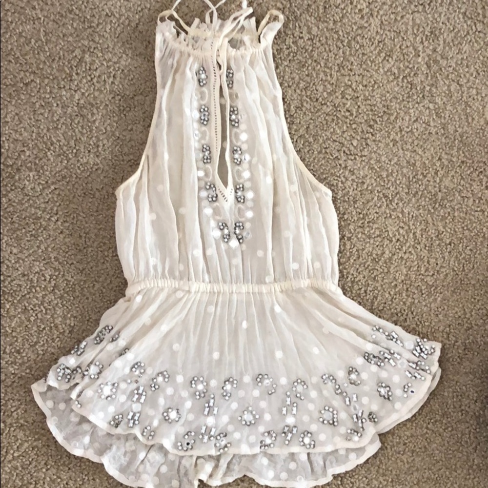 ~Cream beaded designer blouse~